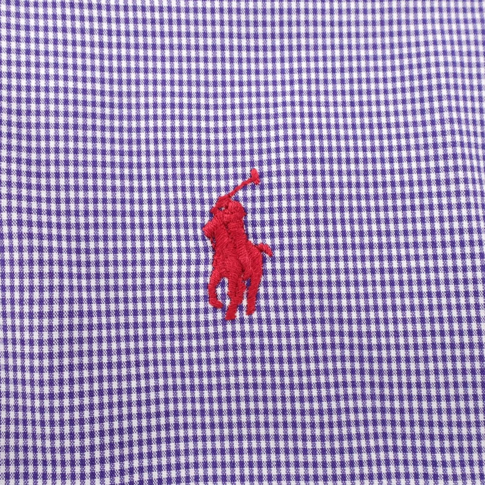 Vintage Polo Ralph Lauren Gingham Button Down Purple Long Sleeve Mens 16 32/33 L